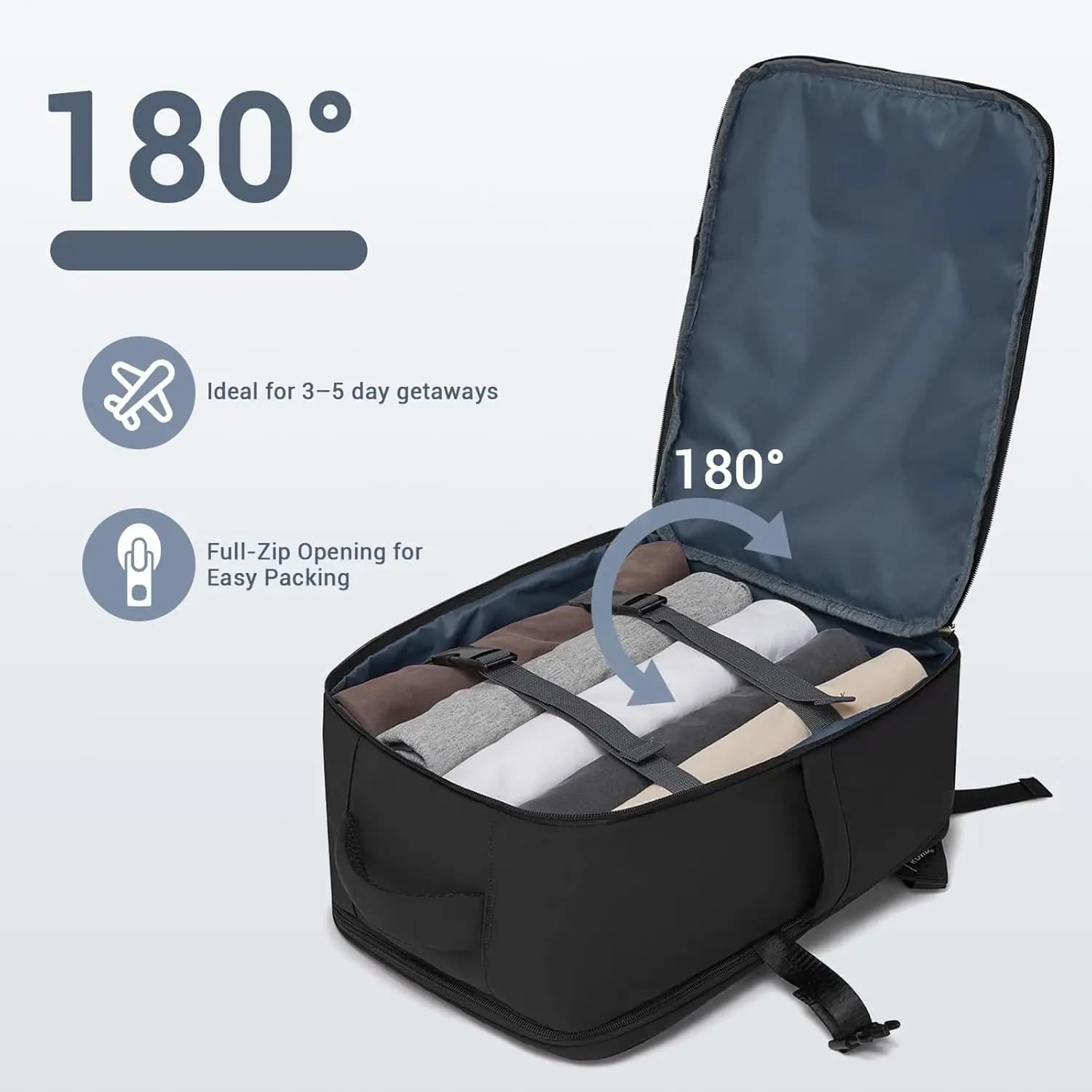 Sac à dos KONO pour bagages à main 40x30x20, 40L, imperméable avec compartiment pour ordinateur port