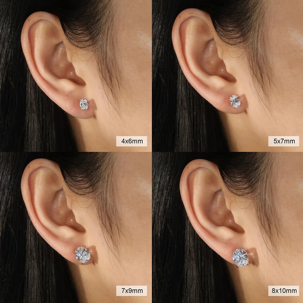 Boucles d'oreilles ovales en Moissanite pour femmes, 0,5-3 ct, avec certificat, Test de diamant réus