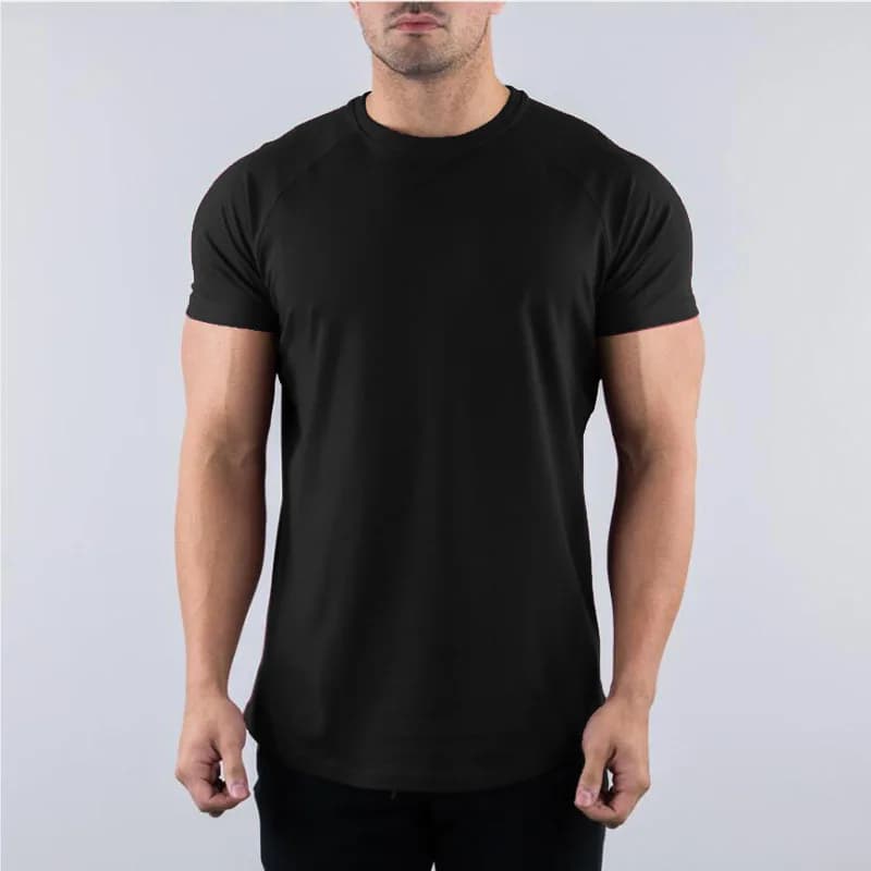 Hommes été maigre T-Shirt style décontracté à manches courtes t-shirt mâle gymnase Fitness Sport cou