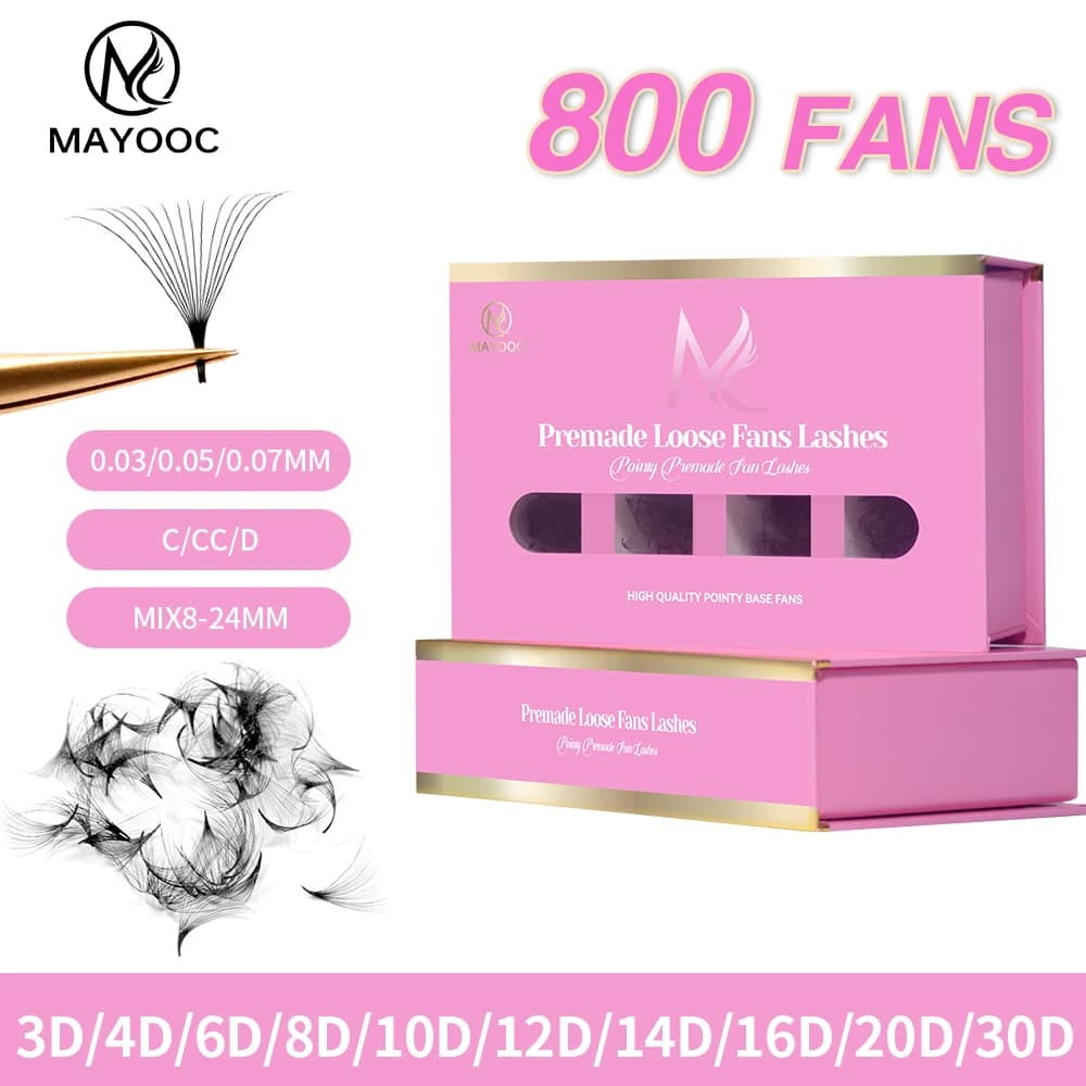 MAYOOC 800 ventilateurs Base pointue ventilateur préfabriqué cils Extensions de cils 6D/8D/10D/30D v