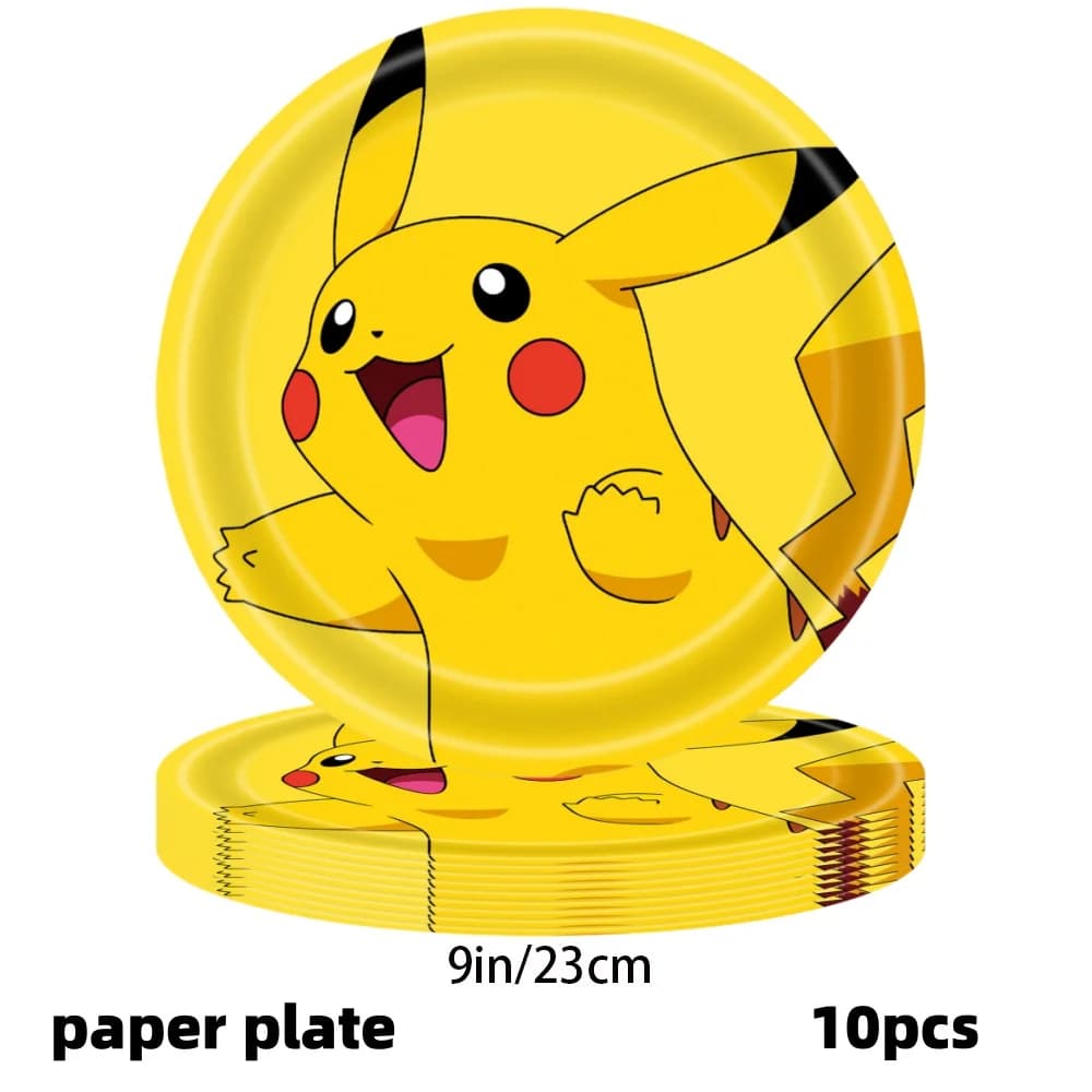 Décoration Pokemon fête d'anniversaire chapeaux Pikachu vaisselle jetable nappe tasse assiette servi