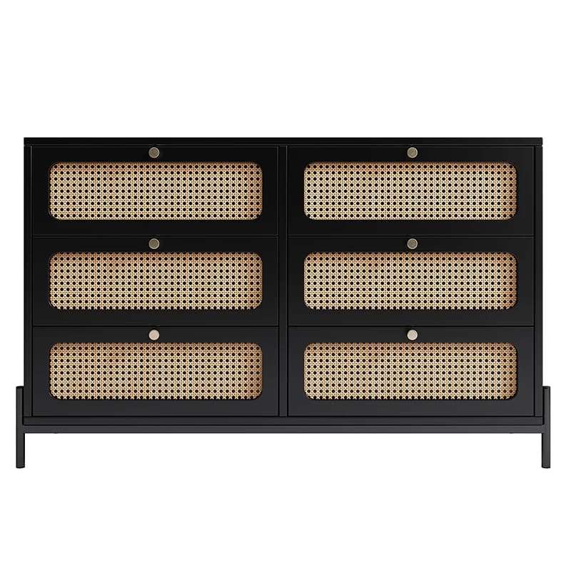 Placard en bois de rotin de cannage moderne, commode 6 MELfur ser, armoire de rangement en bois, buf