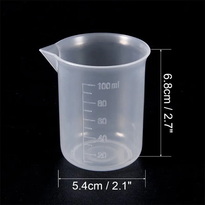 Gobelets de mélange de 100ml, récipient de liquide en plastique, bécher à échelle en résine époxy, g