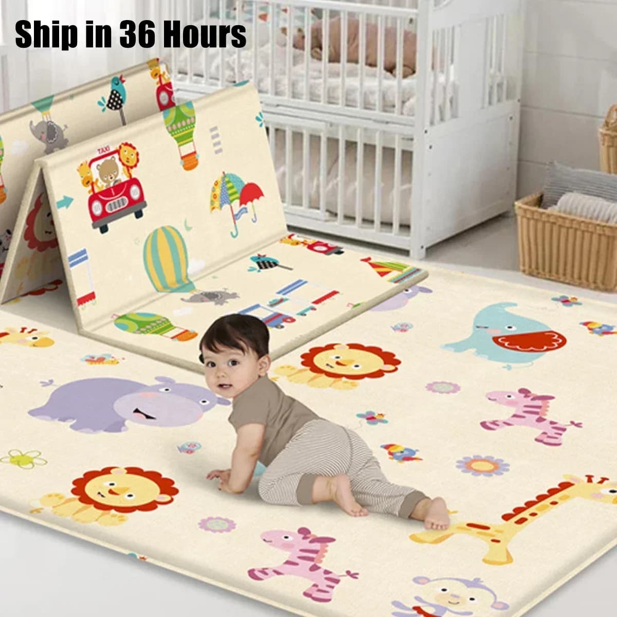 Tapis de jeu pliable non toxique pour bébé, tapis en polymère pour enfants dans la pépinière, tapis 