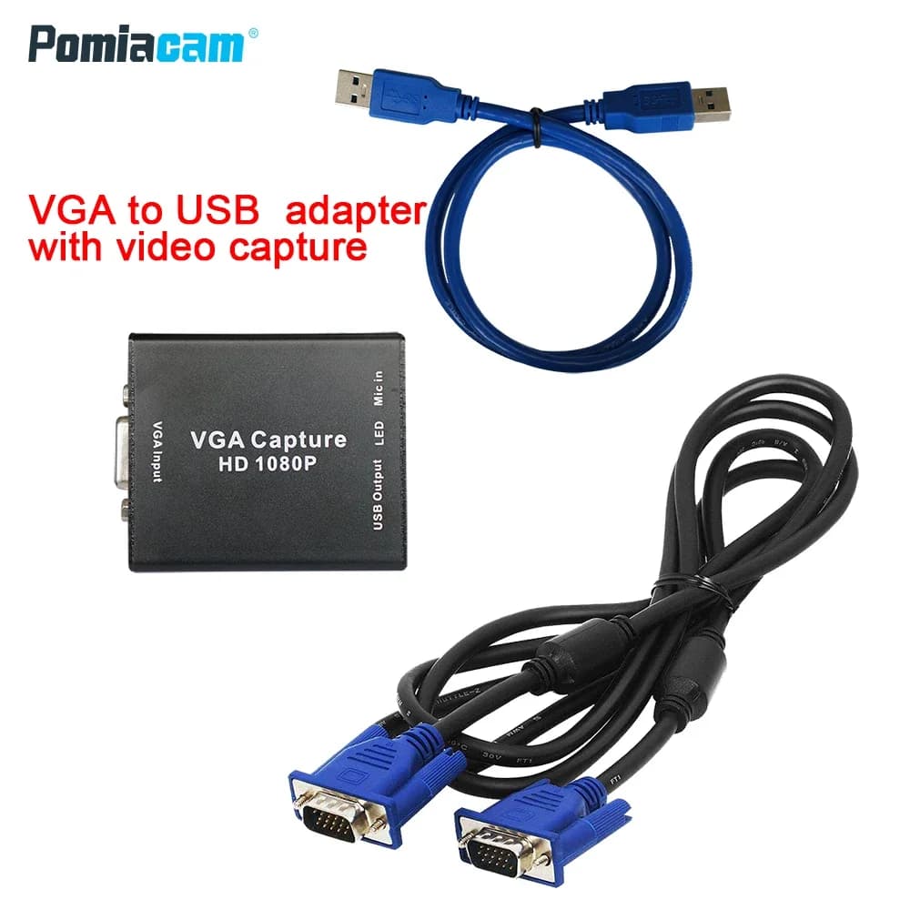 Convertisseur adaptateur VGA vers USB avec carte de capture audio et vidéo 1080p sans lecteur, haute