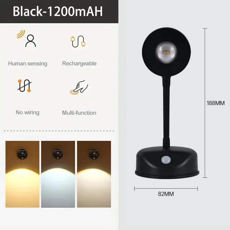 Projecteurs USB rechargeables intelligents à détection humaine, applique murale sans fil, projecteur