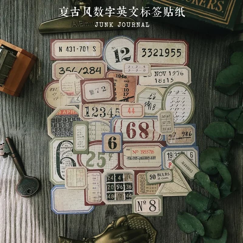 Étiquette autocollante Vintage avec numéro de Style Tim Holtz, étiquette autocollante rétro pour Alb