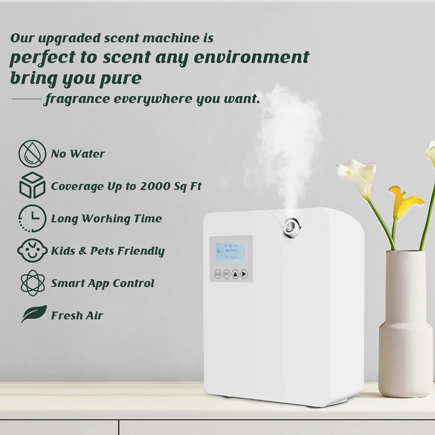 Diffuseur de parfum sans eau 300ml, contrôle WIFI, diffuseur d'arôme, fonction minuterie, désodorisa
