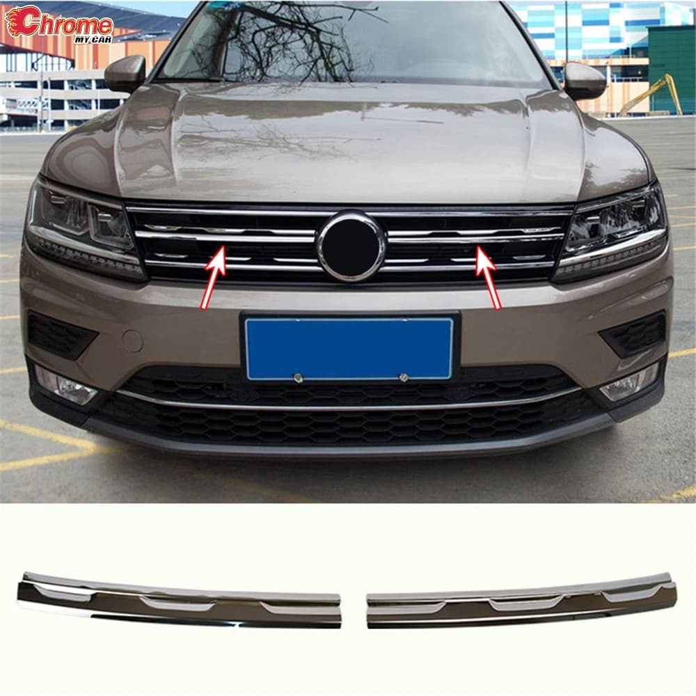 Couverture de pare-choc en maille chromée, garniture de calandre, pour Volkswagen VW Tiguan MK2 2016