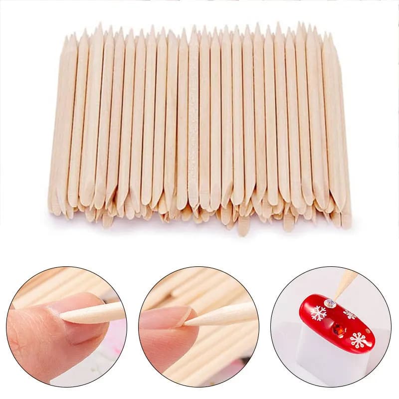 Bâtonnets en bois Orange pour ongles, 100/500 pièces, Double tête, poussoir à cuticules, dissolvant 