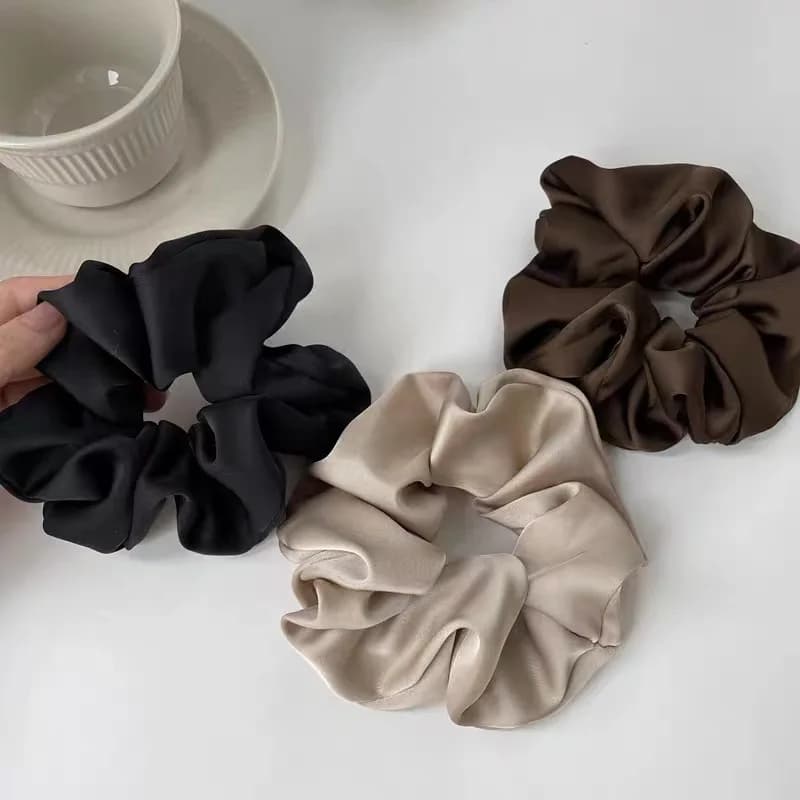 Chouchous élastiques en soie élégants pour femmes et filles, couleur unie, élastique pour queue de c