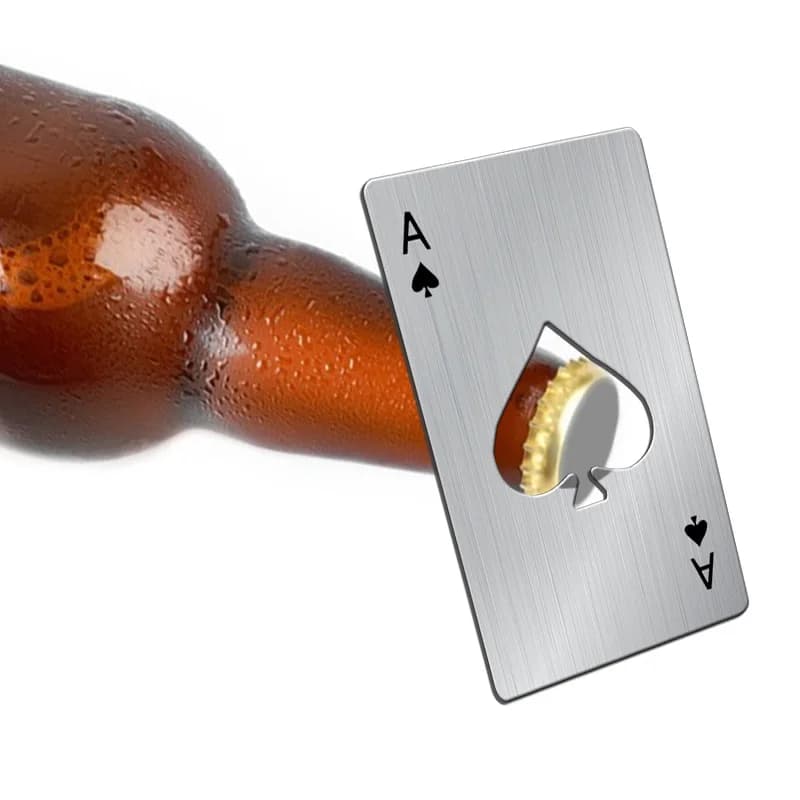 1 pièce Ouvre-bouteille de bière multifonction en métal, format carte de crédit, design créatif, noi