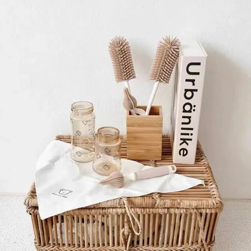 Coréen Ins nouveau-né bouteille mamelon brosse bébé spécial à Long manche brosse de nettoyage Silico