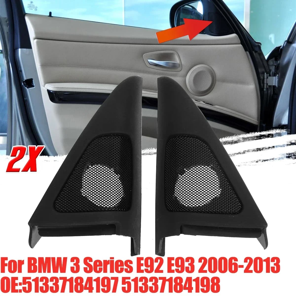 Pour-BMW série 3 E92 E93 2006-2013 paire de haut-parleur de porte avant de voiture couvercle Audio k