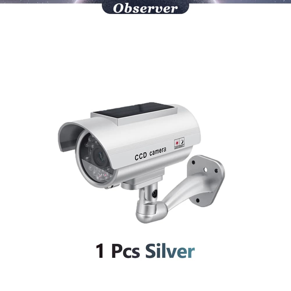 Caméra de surveillance factice,Panneau solaire fausse caméra,Extérieur,Simulation CCTV,Intérieur éta