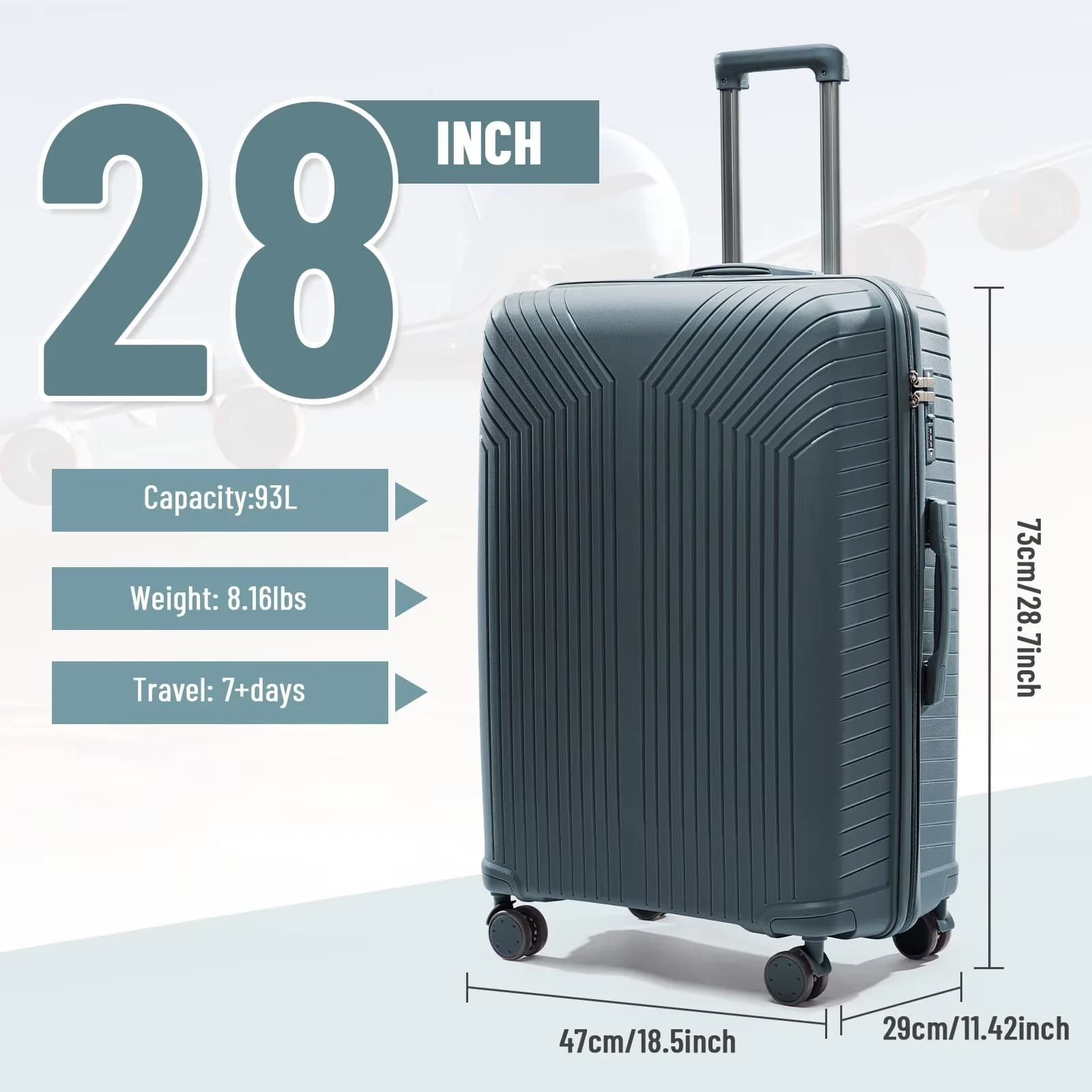 Valise de voyage 2024 nouvelle grande capacité bagages roulants Durable TSA valise cabine à main 20/