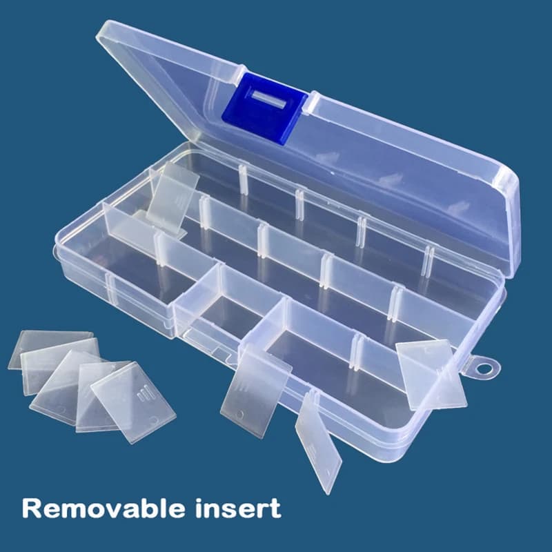 rangement organisation Boîte de rangement en plastique Transparent à 15 grilles, compartiment organi