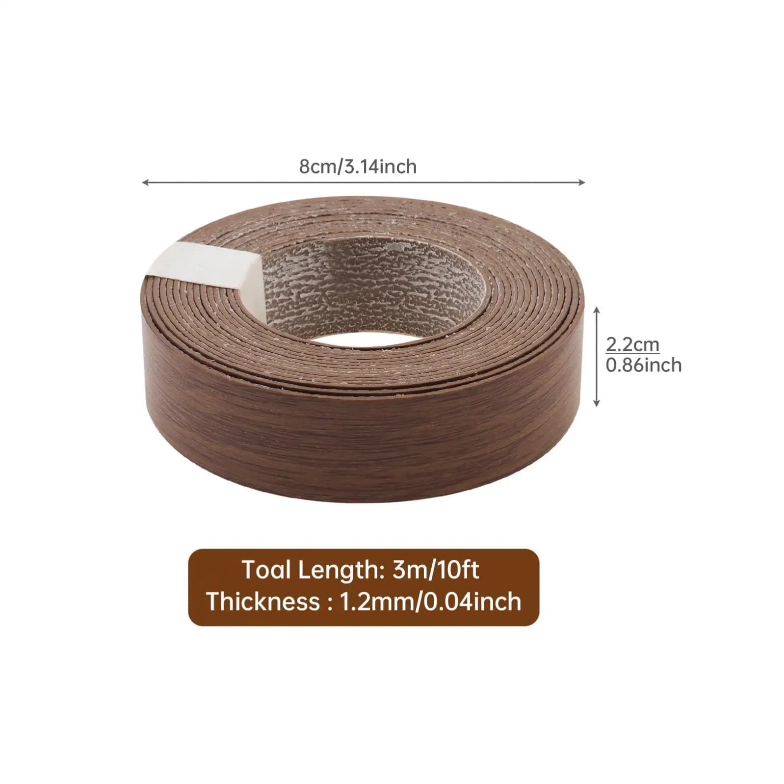 Largeur 7/8 pouces longueur 10 pieds/25 pieds/50 pieds grain de bois foncé adhésif thermofusible ban