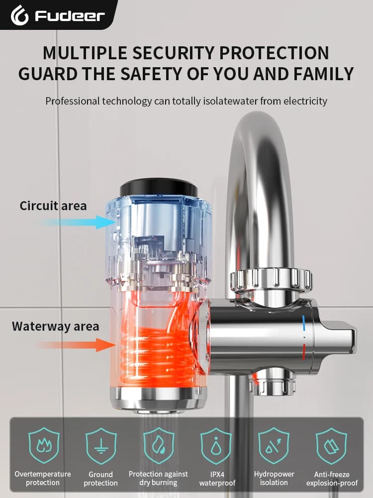 Fudeer 3400W 220V robinet de chauffage de l'eau électrique connecteur adaptateur de robinet d'eau ch