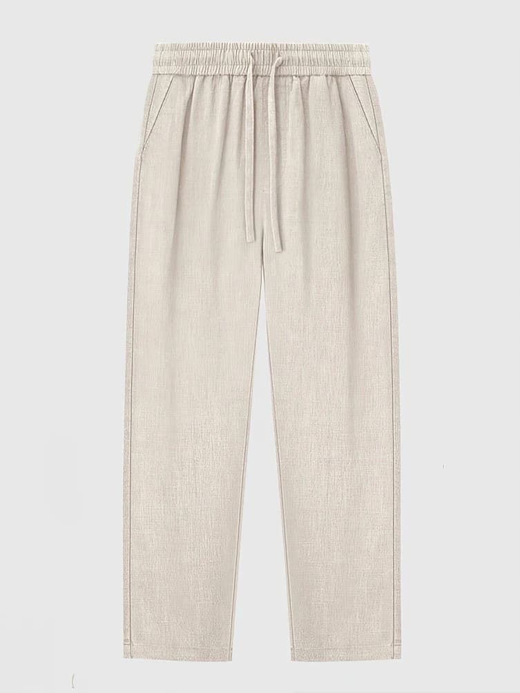 Pantalon droit décontracté en coton et lin pour hommes, jambes larges, léger, Baggy, survêtement en 