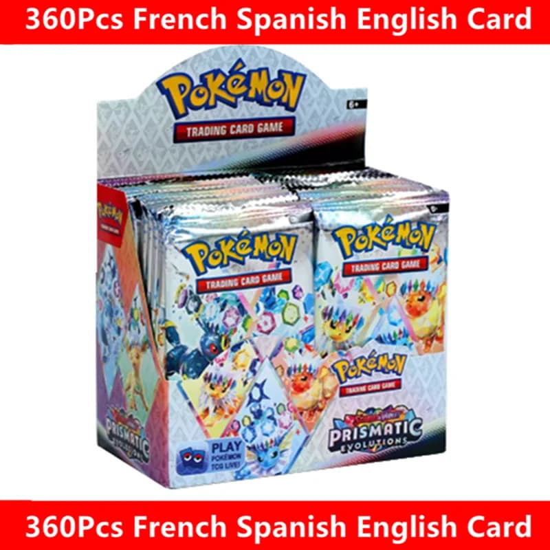 90-360 pièces de cartes Pokémon espagnoles, anglaises et françaises, Prismatic Evolutions, Surging S
