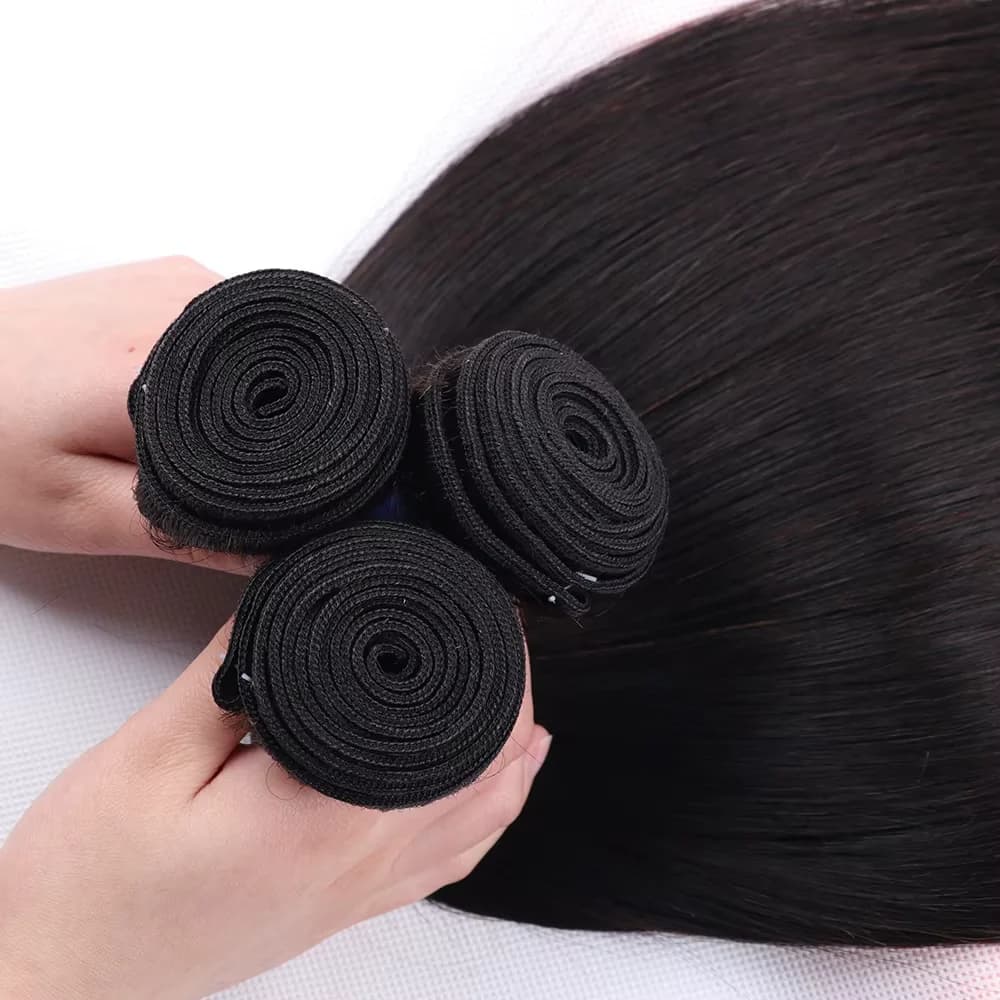 Extensions de cheveux brésiliens vierges Remy à double trame, lisses comme des baguettes, 26, 36, 40