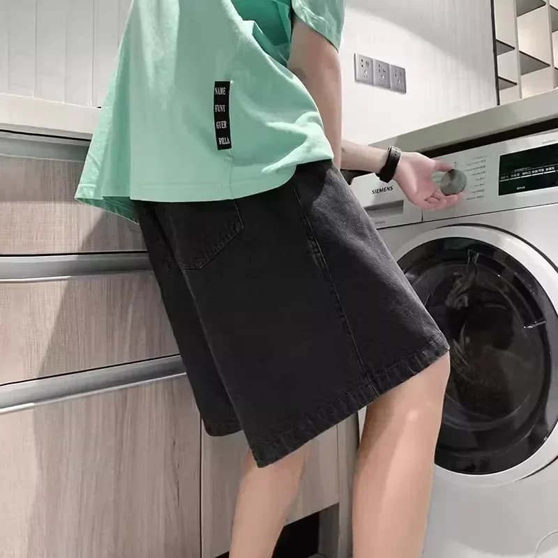2025 été classique Shorts jean hommes Denim pantalon droit Stretch décontracté Cool mince genou long