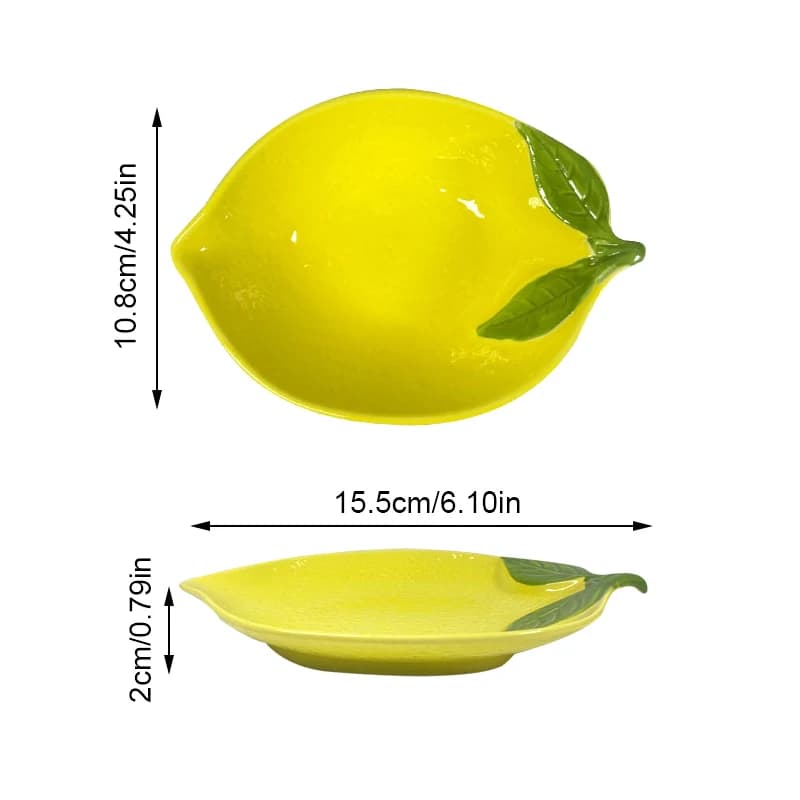 Pio en céramique en forme de citron de dessin animé créatif, plat à salade, assiette à fruits famili
