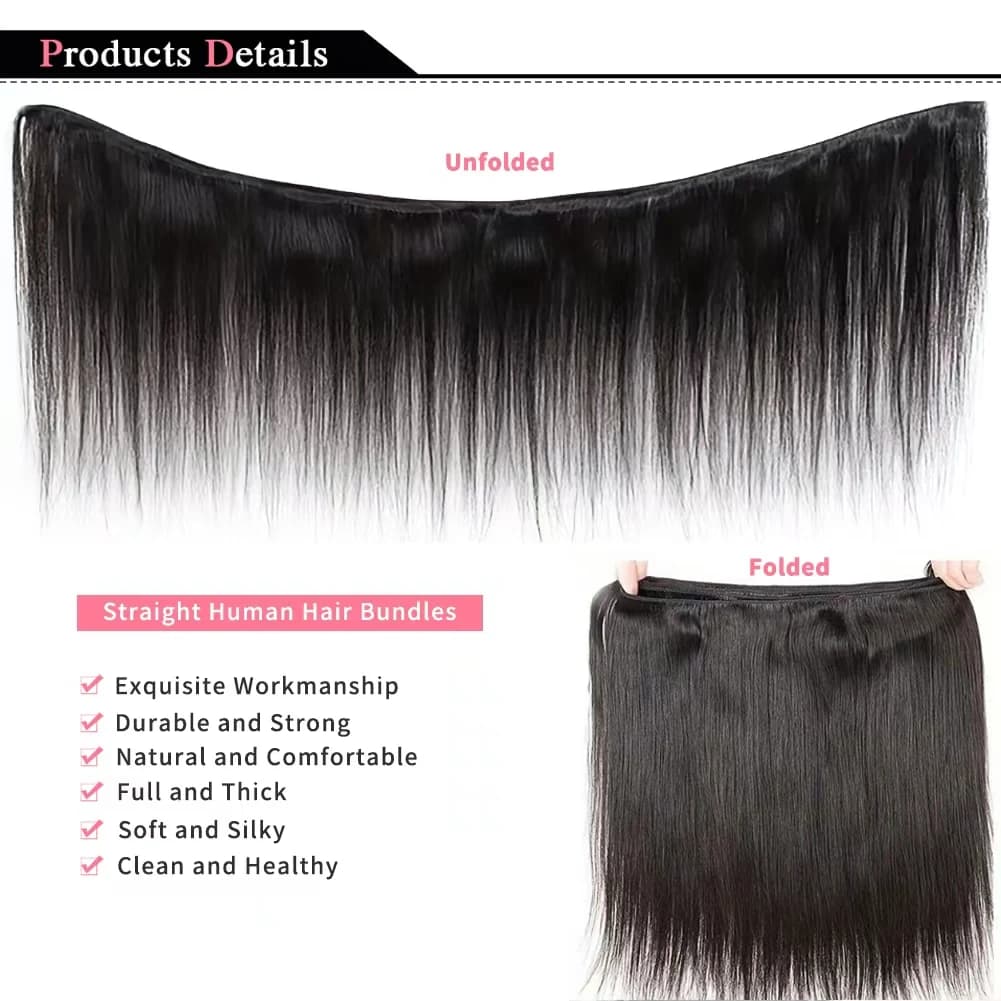 Extensions de Cheveux Humains Lisses Couleur Naturelle, Lots de 1, 3 ou 4 Cheveux Brésiliens Remy de