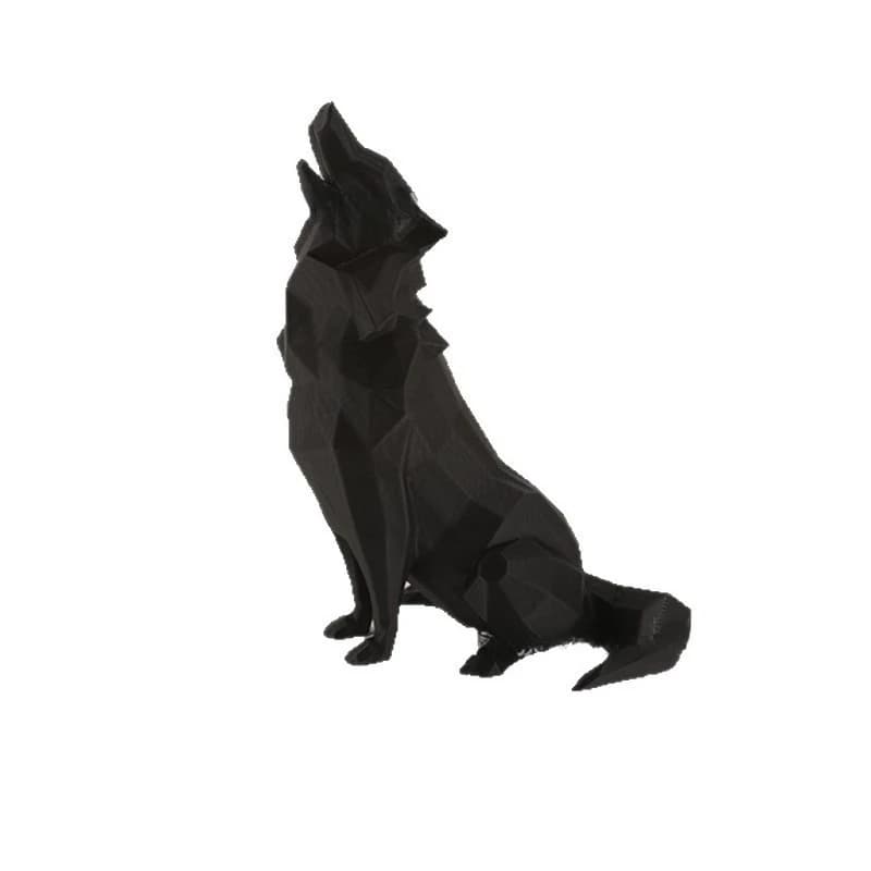 Figurine de loup géométrique en polyrésine, décoration animale minimaliste, ornement de bureau à dom