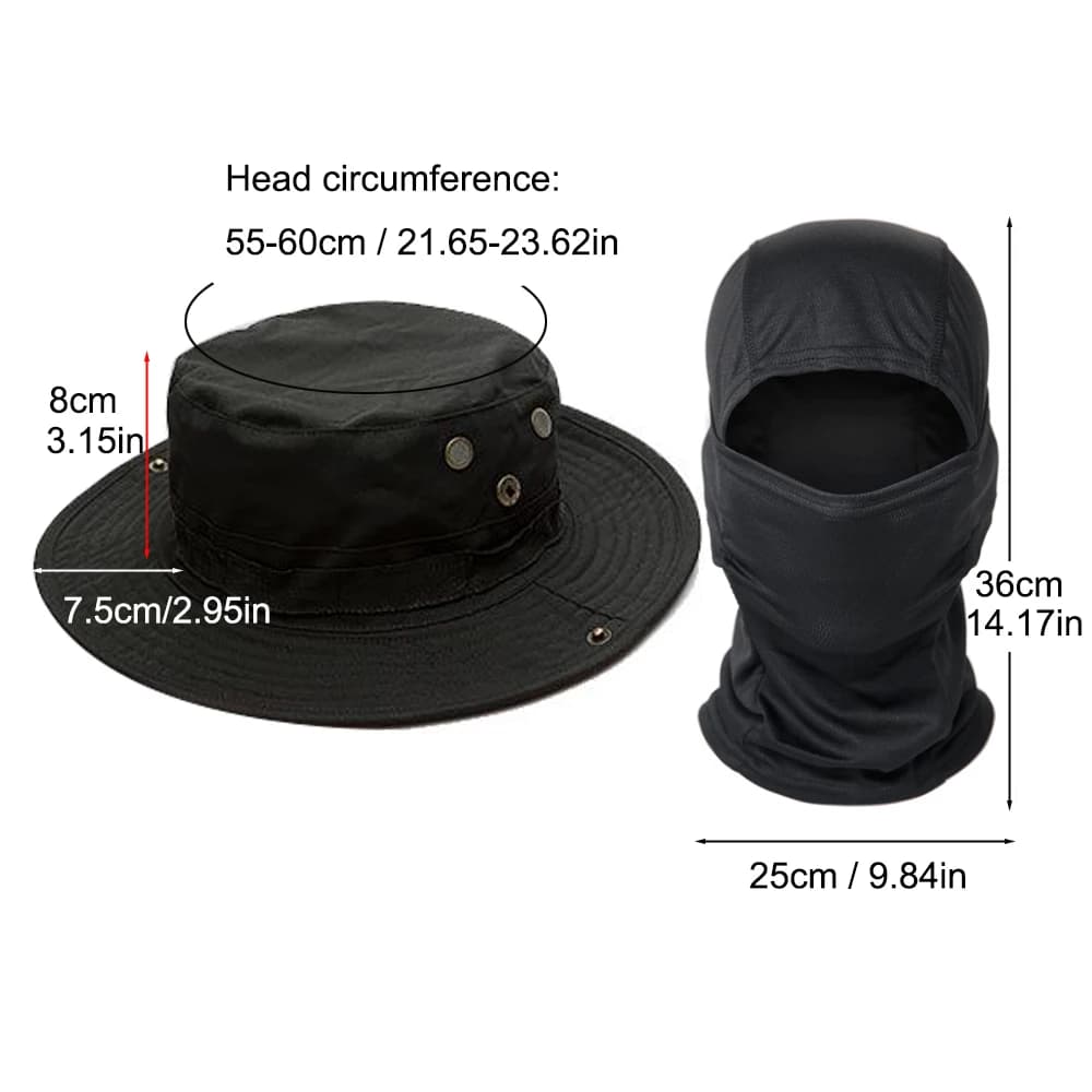 Cagoule à large bord pour hommes, ensemble mixte, casquette Boonie de protection solaire, randonnée 