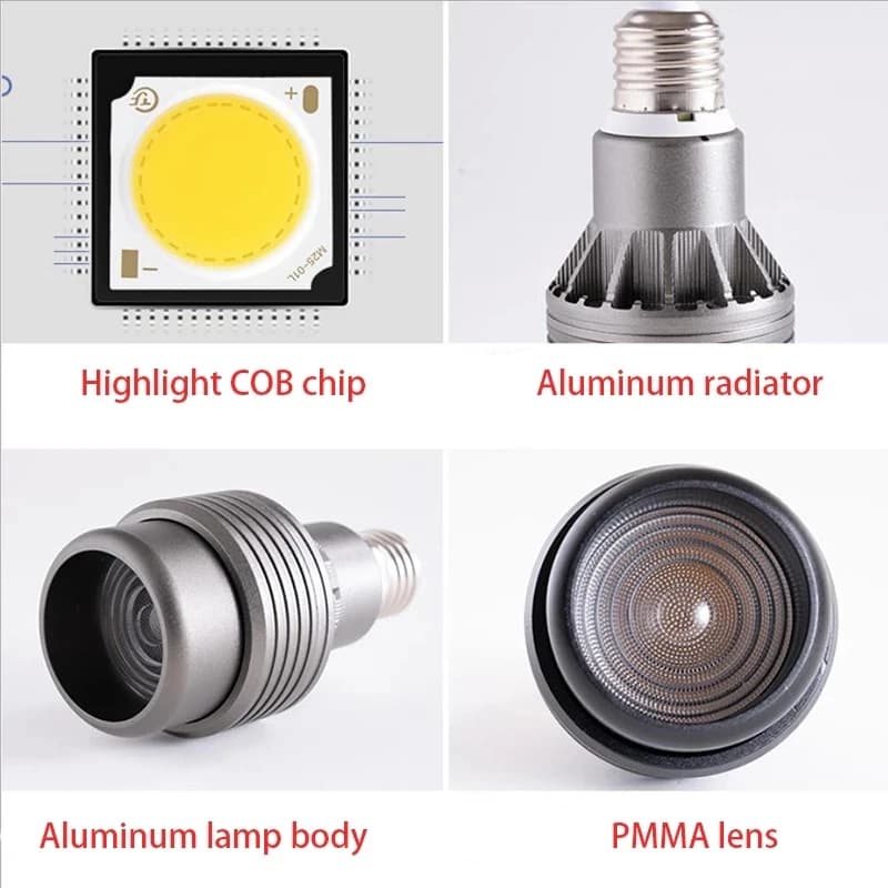 Projecteur LED de mise au point 110V 220V, ampoule E27, Zoom à vis, lumière chaude, lumière neutre, 