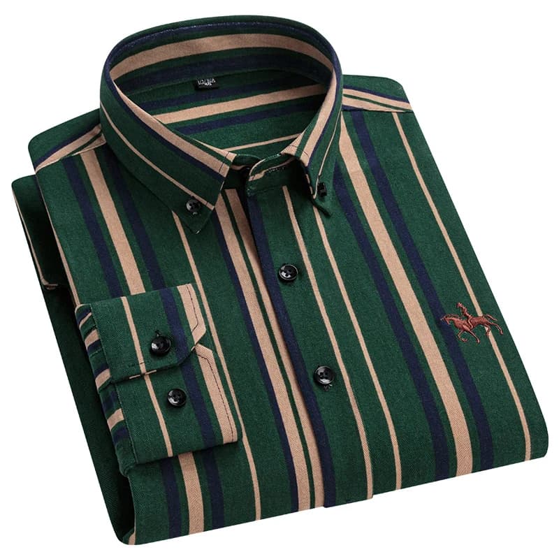 Chemise Oxford en pur coton à manches longues pour hommes, tenue d'affaires décontractée, coupe régu