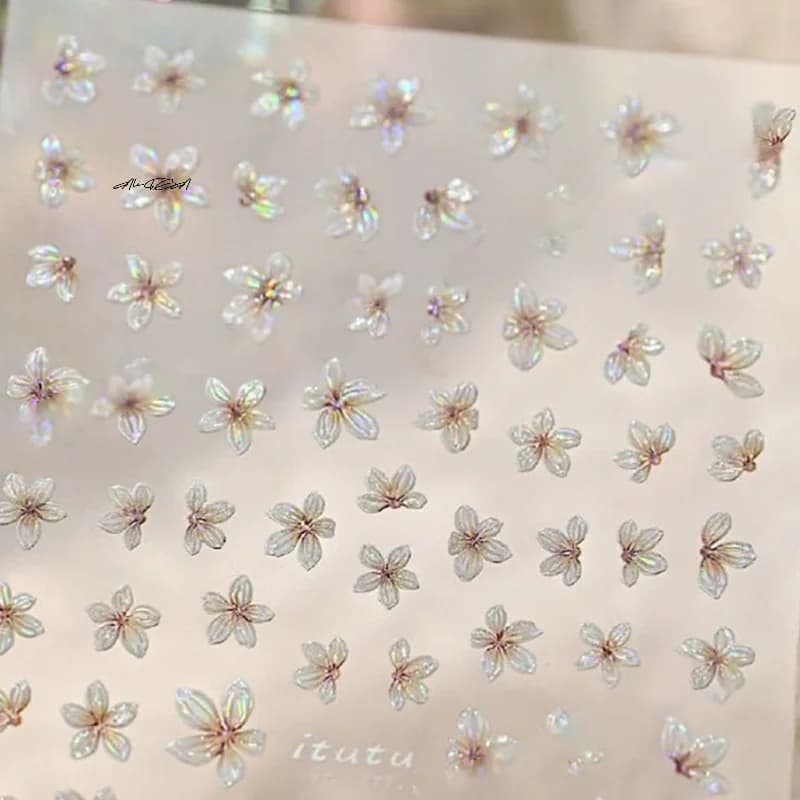 Autocollant pour ongles en forme de fleur à 5 pétales, Mini décalcomanie fraîche de petite couleur, 