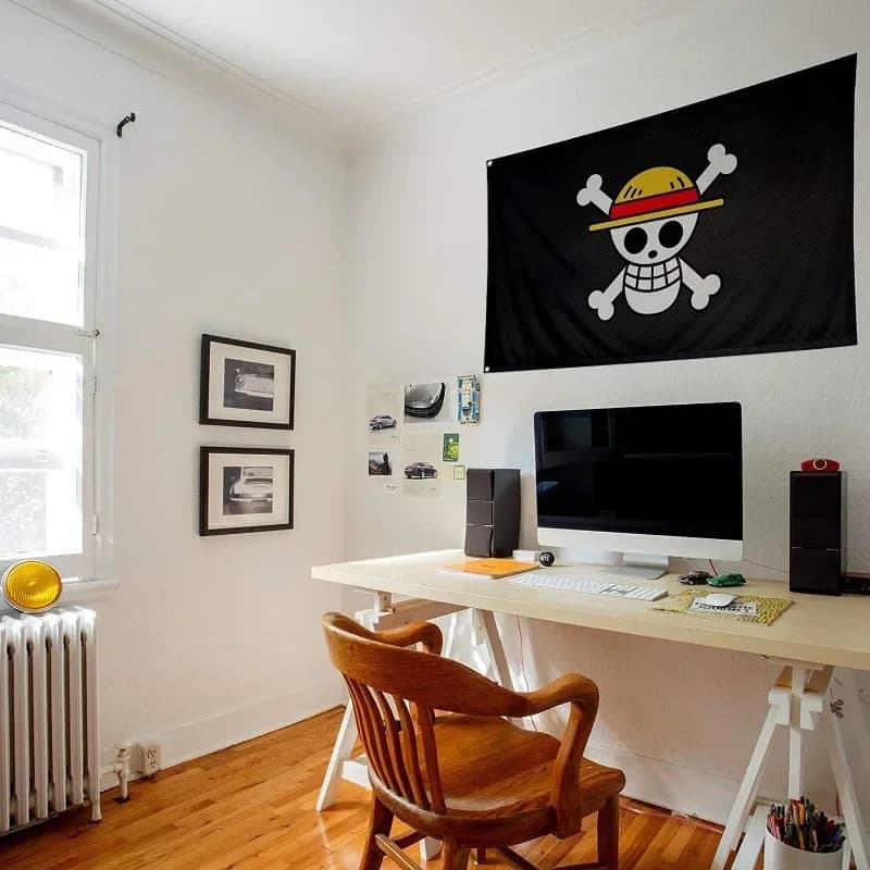 Nouveau une pièce 90*150CM Polyester Pirate singe D. Luffy crâne drapeau une pièce chapeau de paille