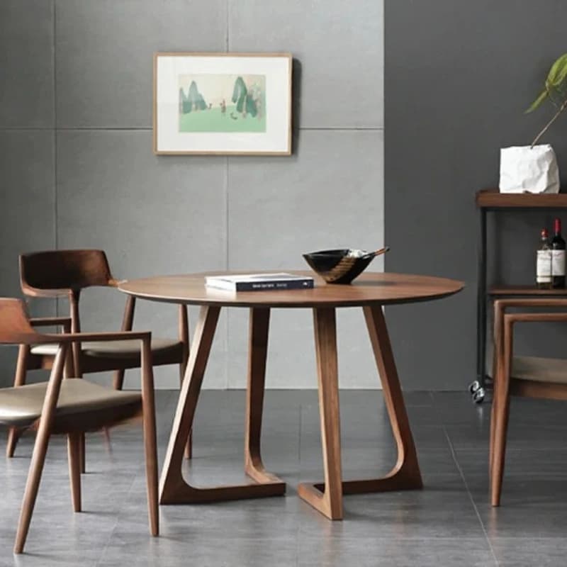 Table à manger ronde domestique en bois massif, bureau de vente simple et moderne,