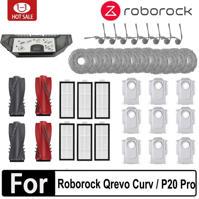 Accessoires pour Roborock Qrevo Curv / P20 Pro, rouleau principal, brosse latérale, filtre Hepa, vad