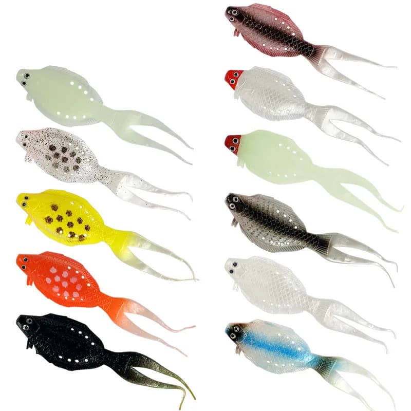 2Pcs/lot 8g 13cm Flatfish Bait Fishing Lures Vivid Shape 3D Eyes Mini Soft Fork Tail Flounder Silico