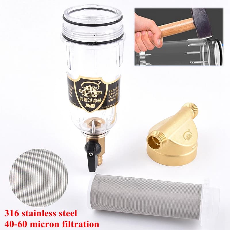 1/2 "3/4" 1 "eau domestique en acier inoxydable pré-filtre en laiton maison filtre de Purification d
