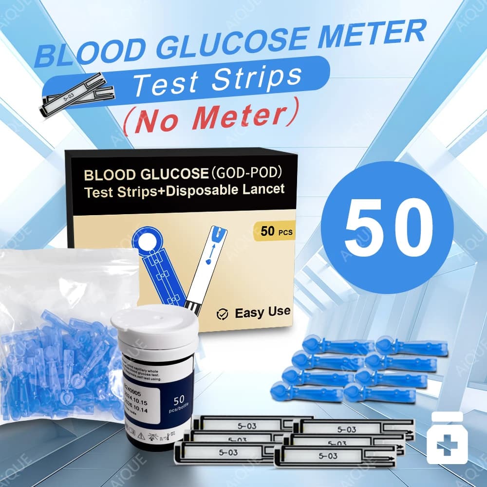AiQUE compteur de glycémie GDH glucomètre 50/10 bandes Kit complet bandes de Test de glycémie médica