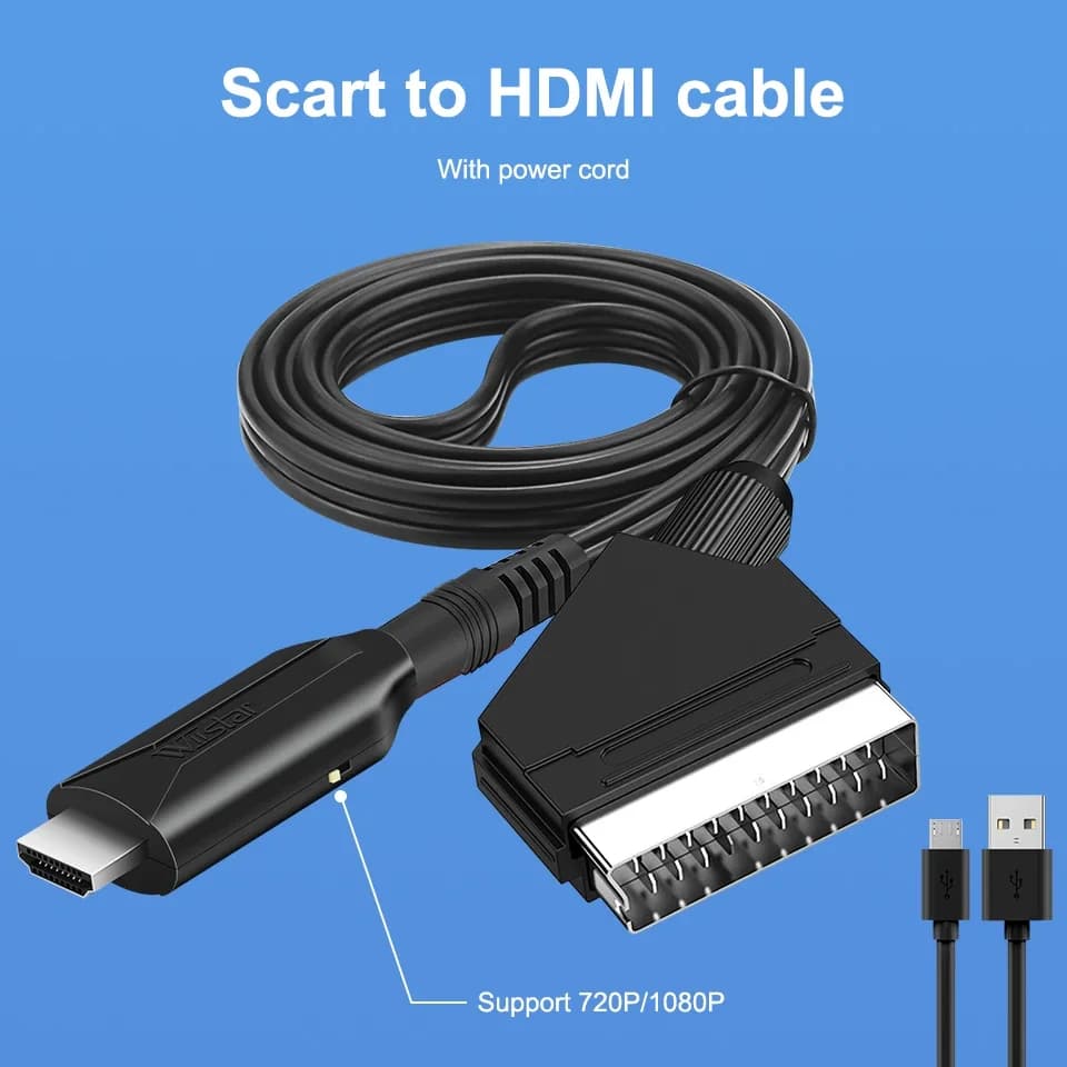 Convertisseur péritel vers HDMI avec câble péritel dans sortie HDMI HD 720P/1080P commutateur adapta