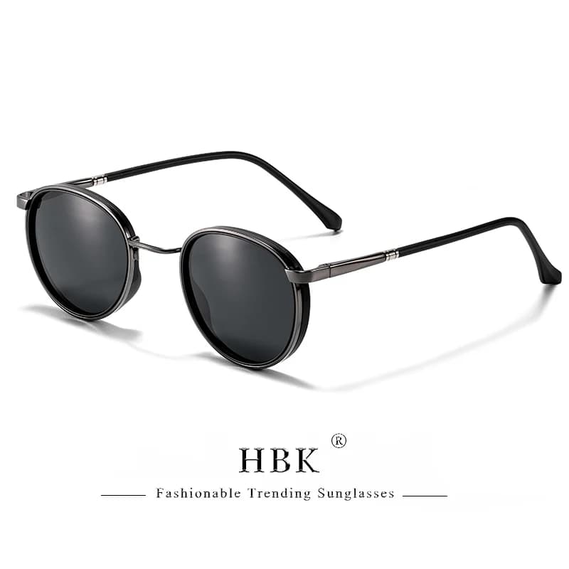 HBK TRetro Punk lunettes de soleil polarisées pour hommes conception ronde à la mode UV400 unisexe l
