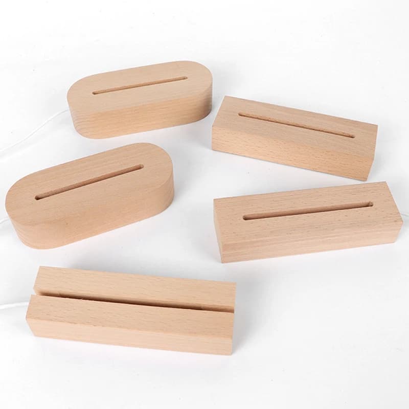 Présentoir de veilleuses 3D en bois à base de Led acrylique de 5mm, avec lumières Led, alimenté par 