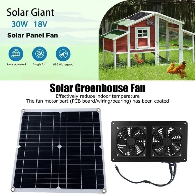 Ventilateur à panneau solaire extérieur pour entrepôt de chiens, température de refroidissement de l
