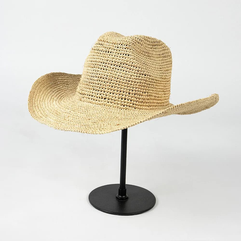 USPOP nouveau printemps été mode décontracté Simple Crochet raphia Cowboy chapeau avec bord bouclé e
