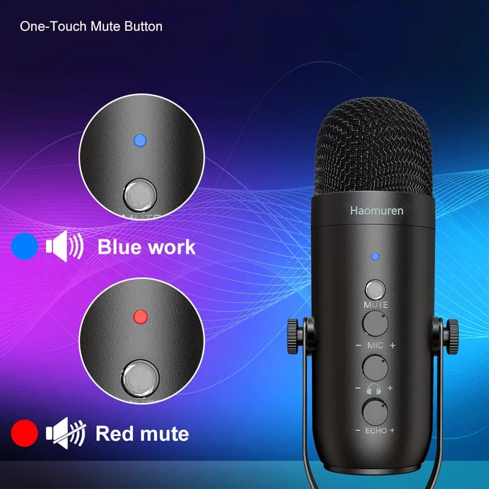 Haomuren-Kit de microphone professionnel à condensateur cardioïde, USB, pour studio, podcast, avec H