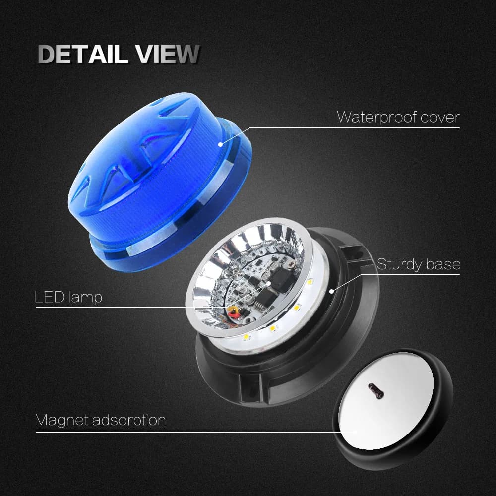 Base magnétique LED bleu lumière stroboscopique d'urgence voiture Police toit clignotant voyant d'av