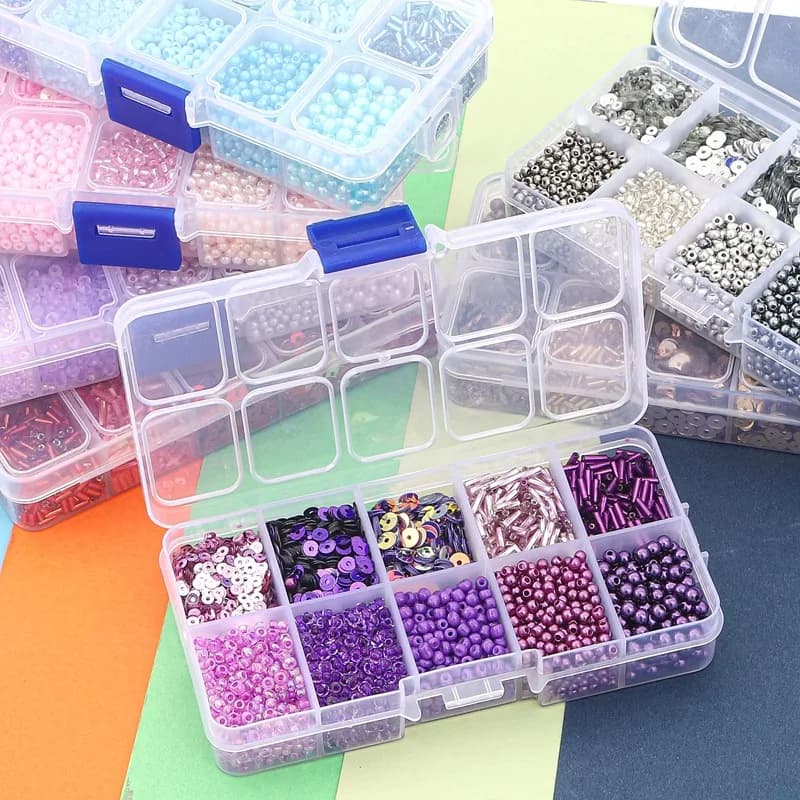 Boîte à paillettes de perles de verre en cristal tchèque, kit de fabrication de bijoux, bricolage, s