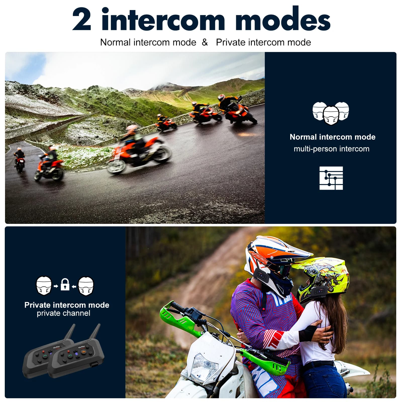 XiNOWy V6 PLUS casque de moto Bluetooth casque Interphone étanche 6 coureurs 1200m communicateur 850