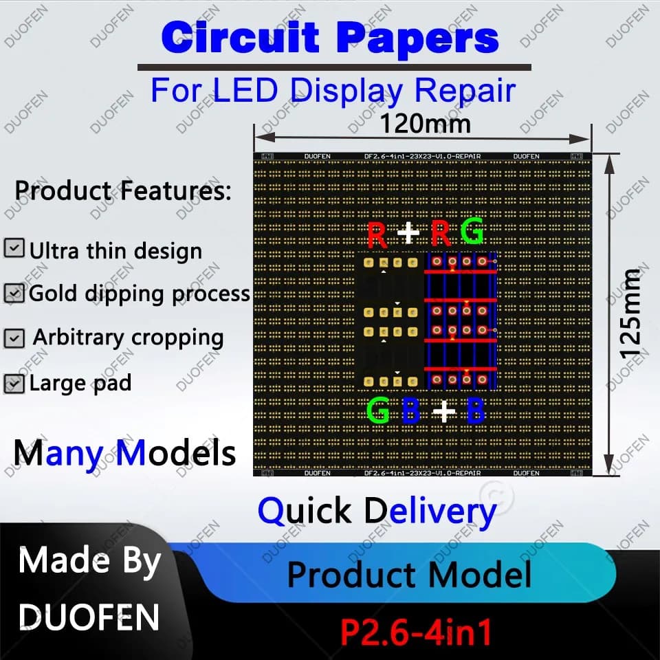 Papier de circuit série P2.6, tampons à souder double face, entièrement coupés avec de grands trous,